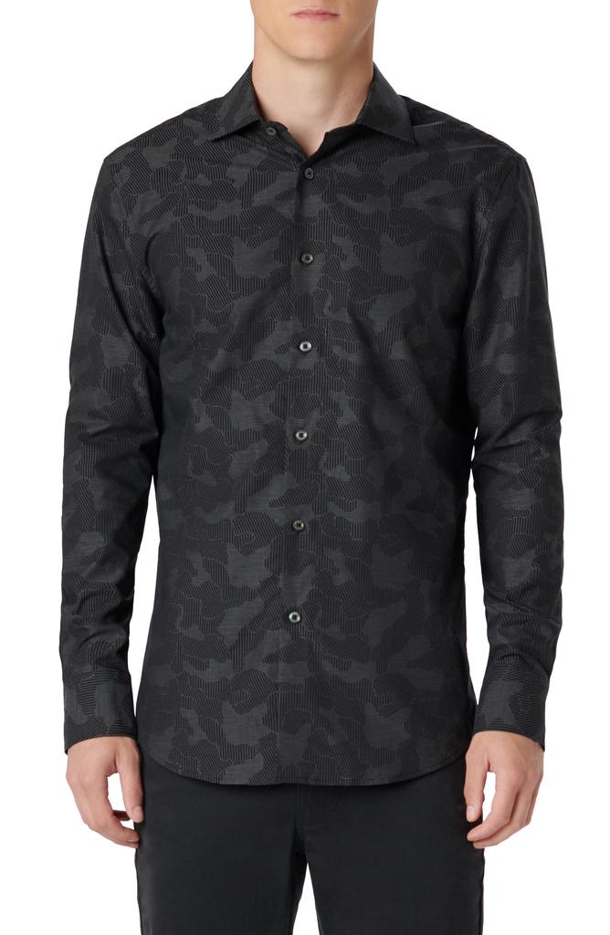 BUGATCHI Axel Shaped Fit Abstract Print Stretch Cotton Button-Up Shirt
