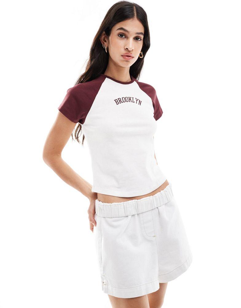 New Look New Look Brooklyn raglan tee in white
