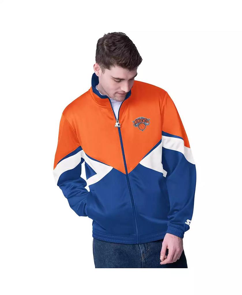 Starter Men's Orange/Blue New York Knicks Rush Applique Full-Zip Track Jacket