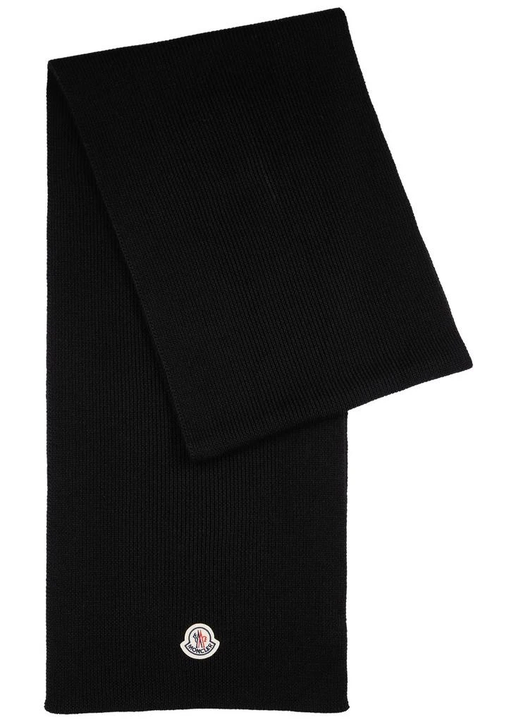 Moncler Logo ribbed wool scarf 1