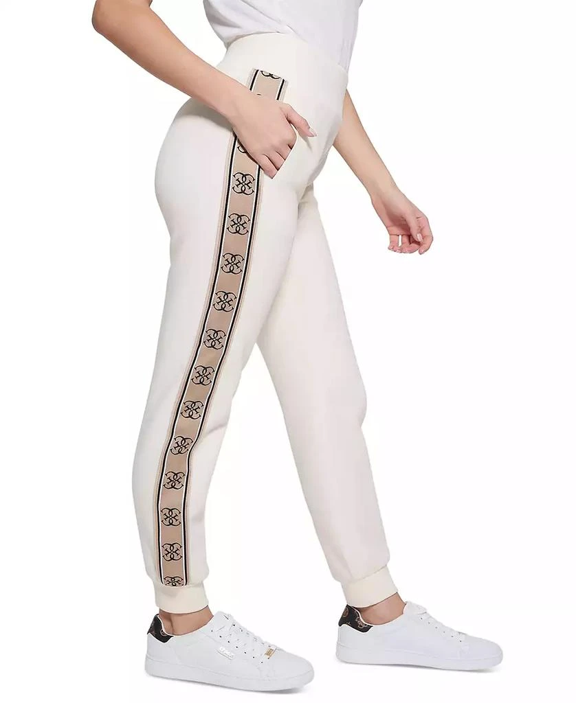 GUESS Women's Britney High Rise Logo Stripe Jogger Pants 4
