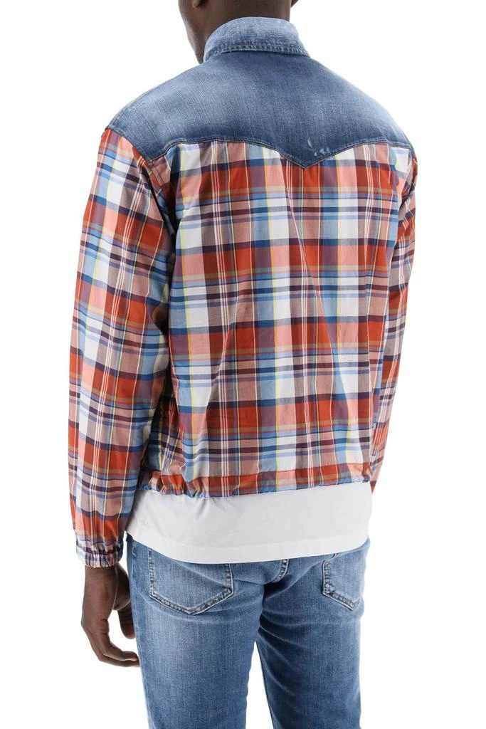 DSQUARED2 plaid western shirt with denim inserts 3