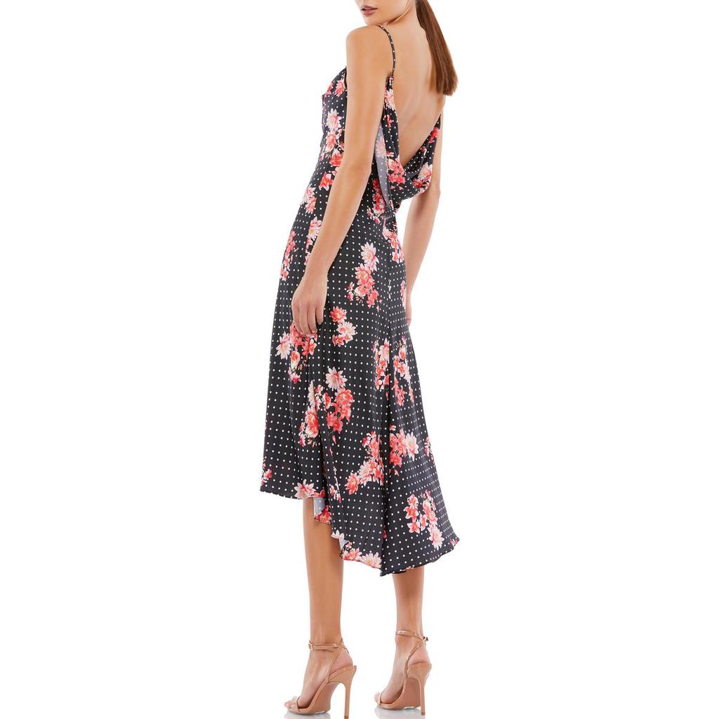 Ieena for Mac Duggal Womens Floral Print Hi-Low Midi Dress