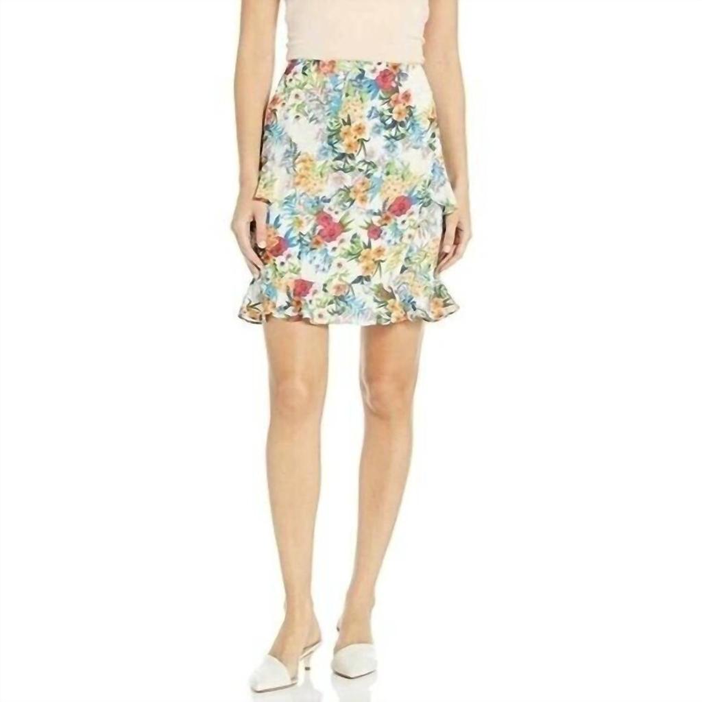 Nicole Miller Nicole Miller - Floral Print Casual Ruffles Mini Skirt