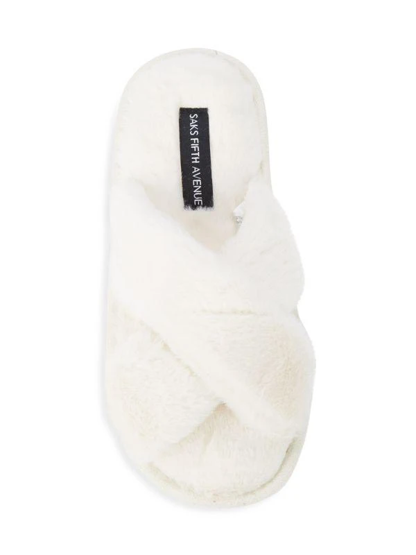 Saks Fifth Avenue Emily Faux Fur Slippers 5