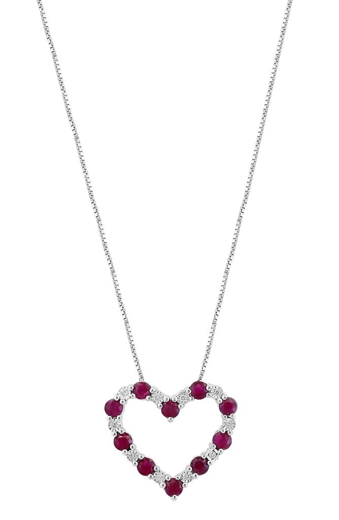 Effy Sterling Silver Diamond
Ruby Heart Pendant Necklace - 0.04ct.