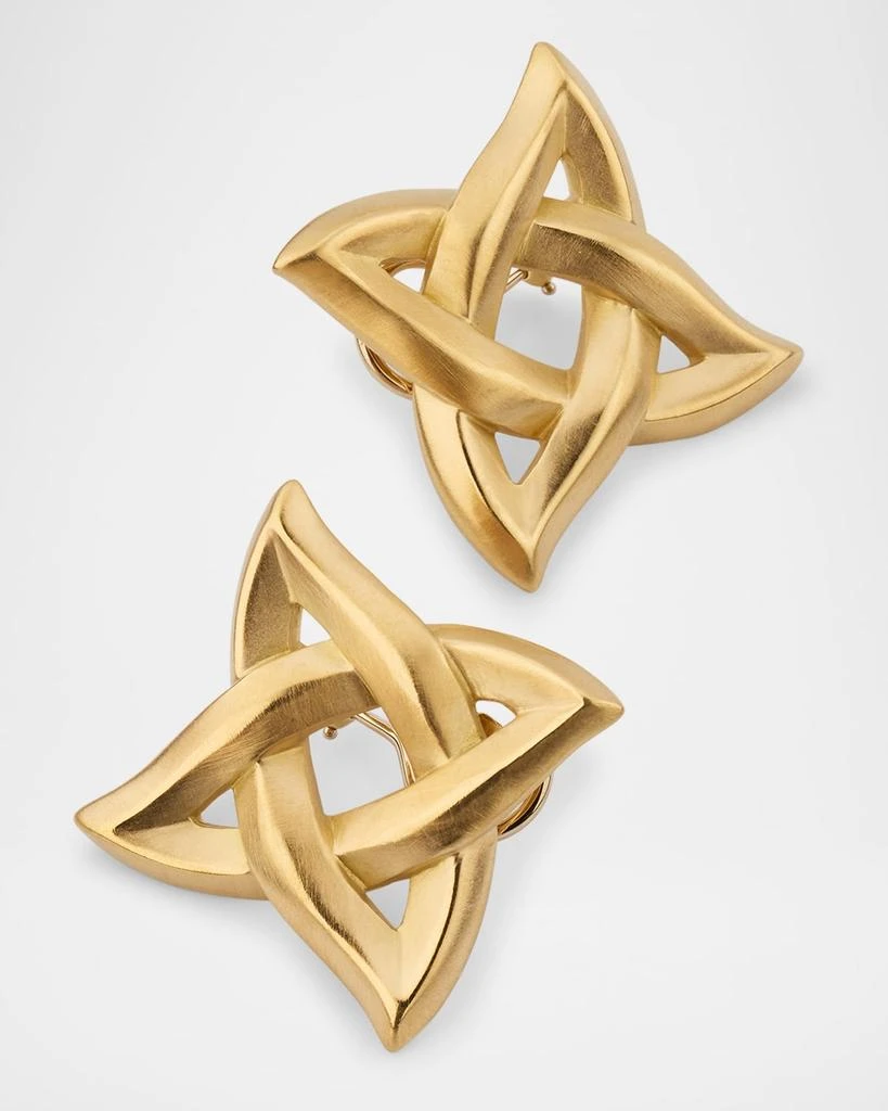 NM Estate Estate Angela Cummings 18K Yellow Gold Matte Finish Square Celtic Knot Earrings 3