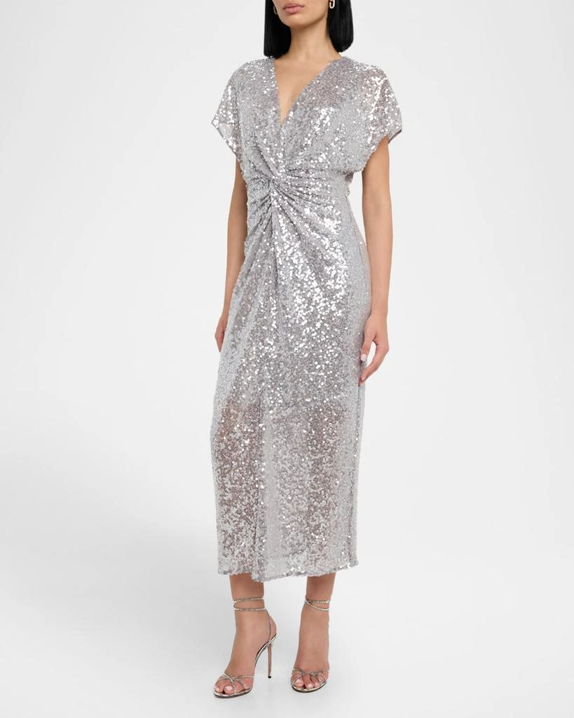 PRABAL GURUNG Jackie Twisted Sequined Midi Dress 4