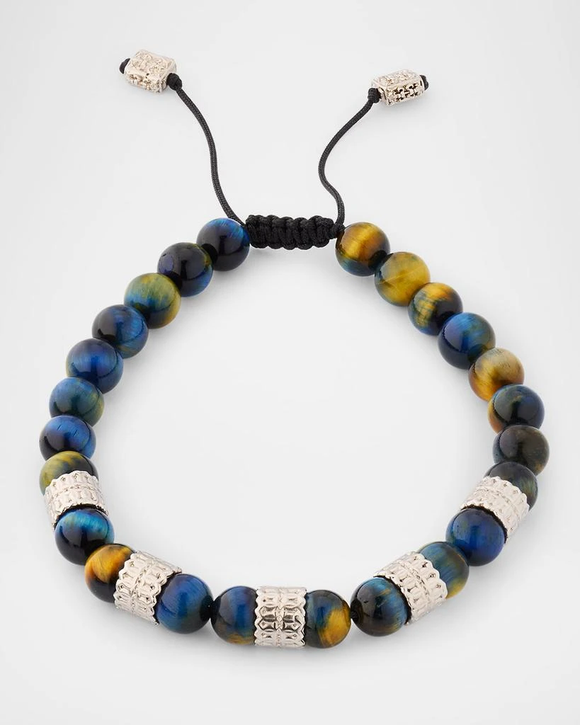 Armenta Men's Tiger's Eye and Silver Beaded Bracelet 1