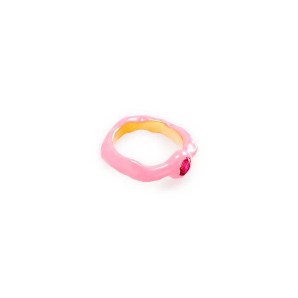 Joanna Laura Constantine Wave gold-plated brass ring with stone 1