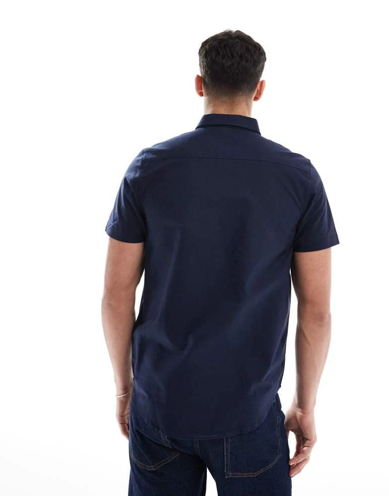 Brave Soul Brave Soul Cotton oxford short sleeve shirt in navy 2