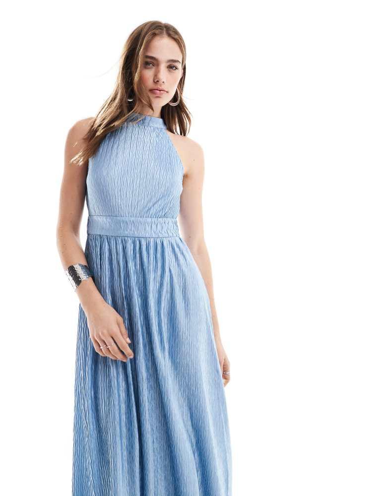 Y.A.S. YAS halterneck maxi dress in alaskan blue - MBLUE