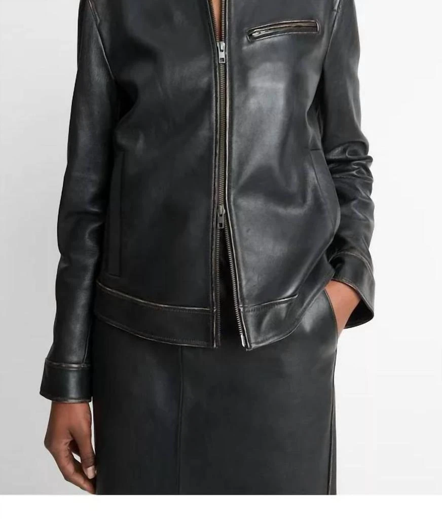 Vince Leather Moto Jacket In Black 1