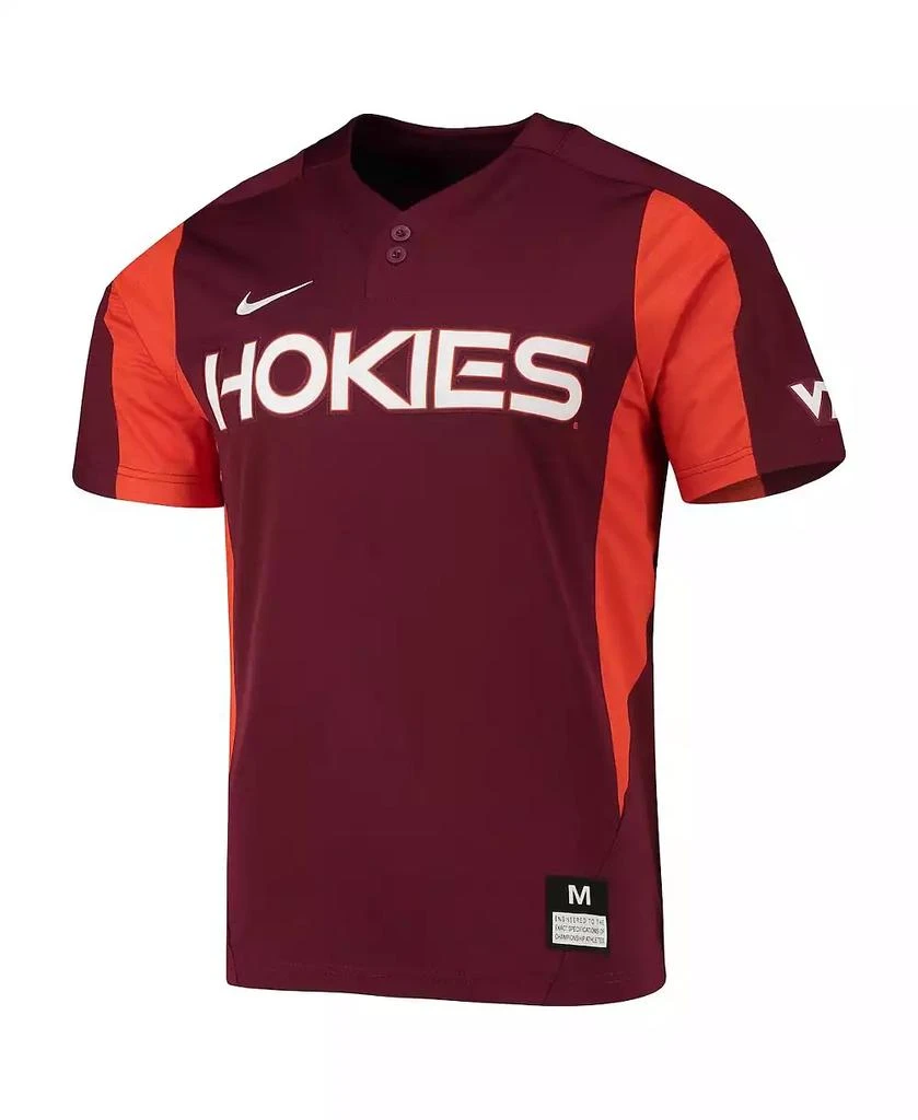 NIKE Men's Maroon Virginia Tech Hokies 2-Button Replica Baseball Jersey 3