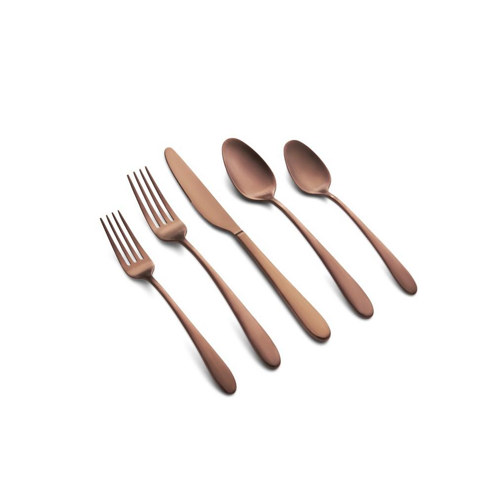 Cambridge Silversmiths Poet Copper Satin 20 Piece 18/10 Stainless Steel Flatware Set, Service for 4