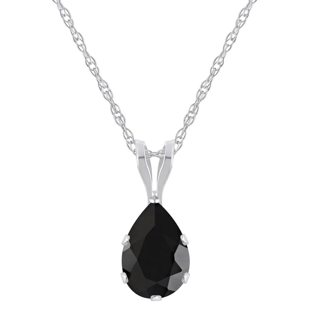 Glistening Jewels 10K Gold 7x5mm Pear Shape Black Onyx Pendant Necklace