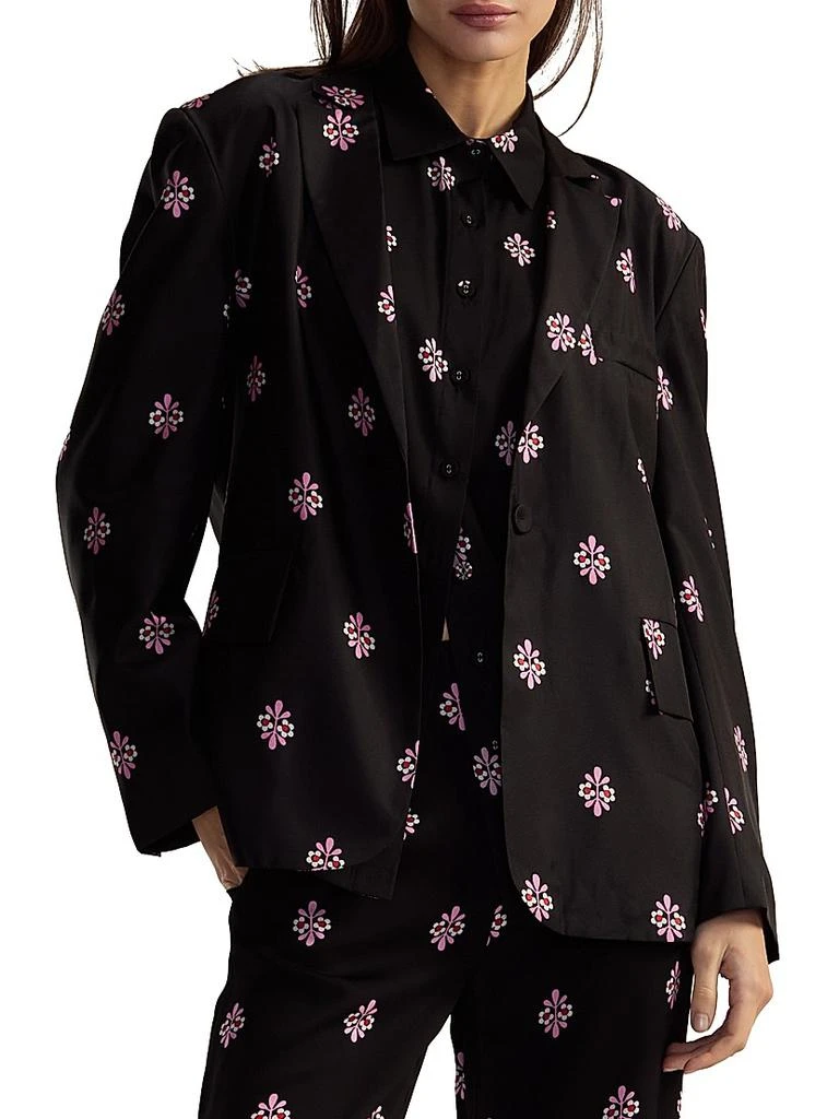 Cynthia Rowley Floral Silk Twill Notch-Lapel Blazer 5