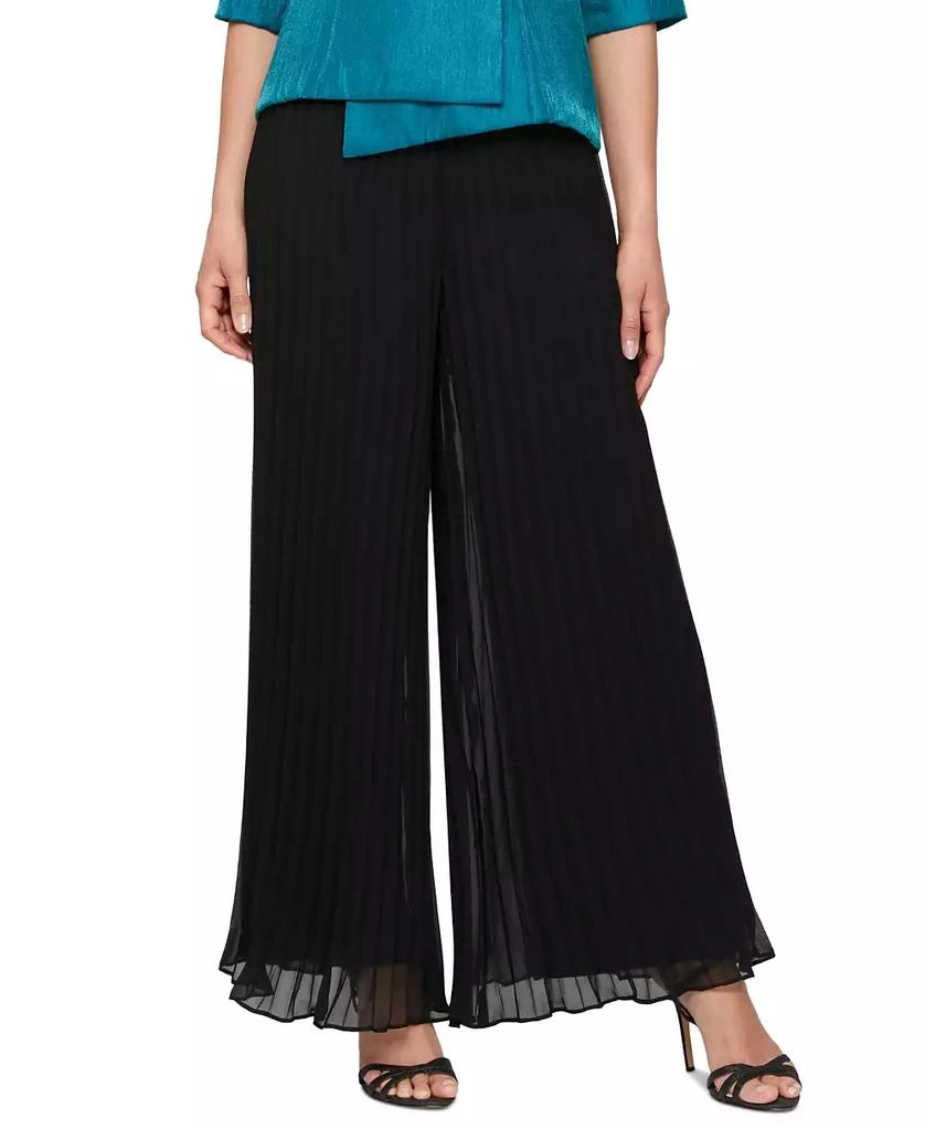 Alex Evenings Petite Pleated Wide-Leg Chiffon Pants 1