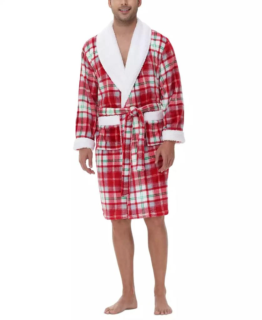 Holiday Lane Plush Printed Short Shawl-Collar Robe, Exclusively at Macy’s 9