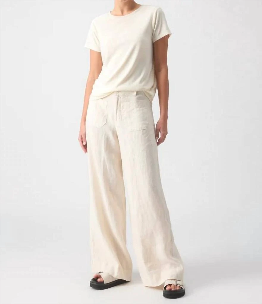 Sanctuary The Linen Marine Wide Leg Pant In Birch 1
