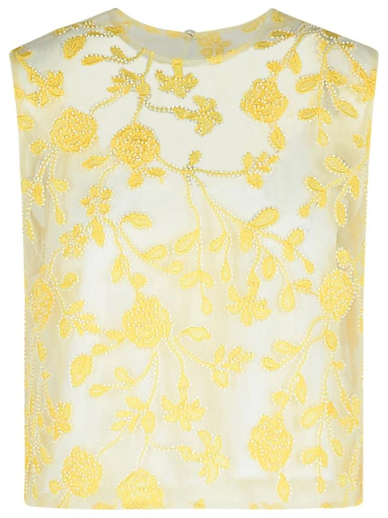 ROTATE Birger Christensen Rotate Birger Christensen 'Flower' Yellow Polyester Tank Top 1