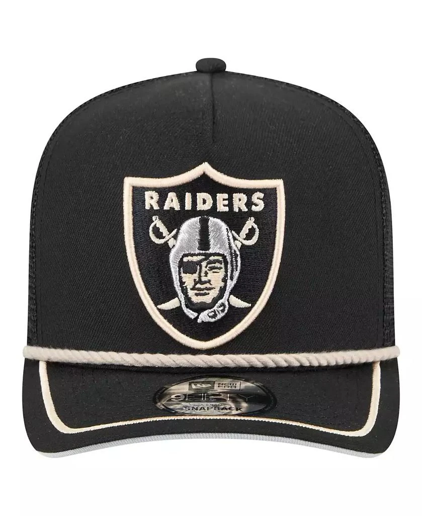 New Era Men's Black Las Vegas Raiders Vintage Team Rope A-Frame Trucker 9FIFTY Snapback Hat 5