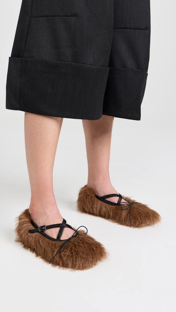 Simone Rocha Faux Fur Crisscross Ballerina Flats 2