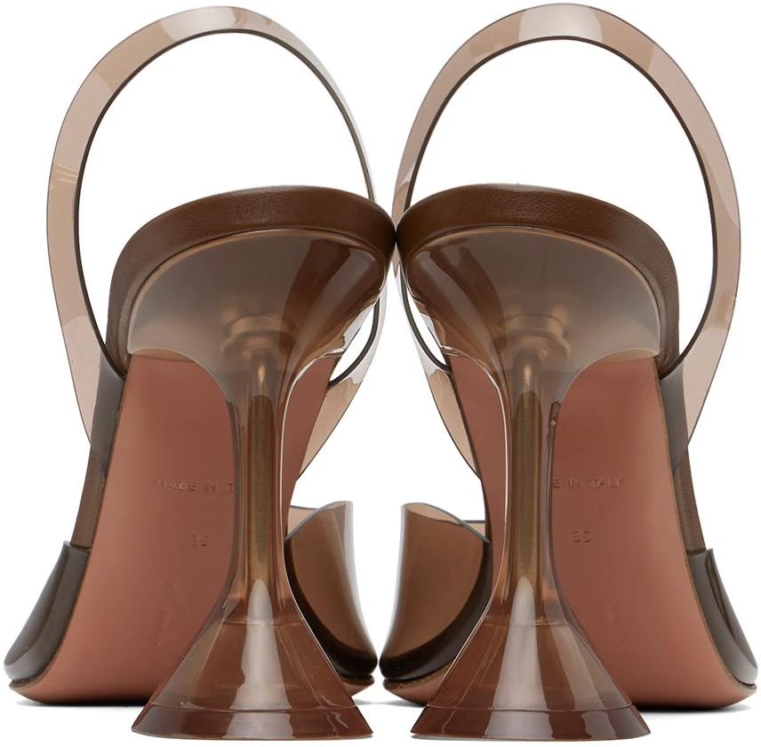 Amina Muaddi Brown Holli Glass Sling Heels 2