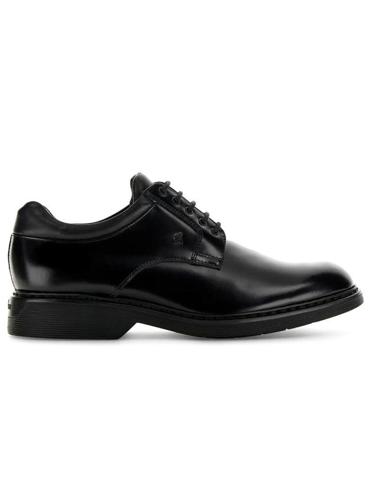 hogan Black Leather Dress Shoes
