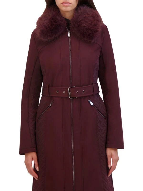 Kenneth Cole Belted Faux Fur Coat 4