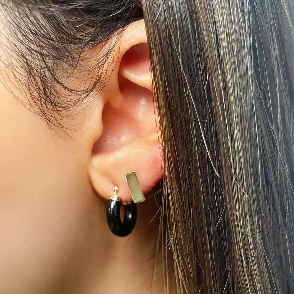 The Lovery Onyx Hoop Earrings 15 millimeters 2