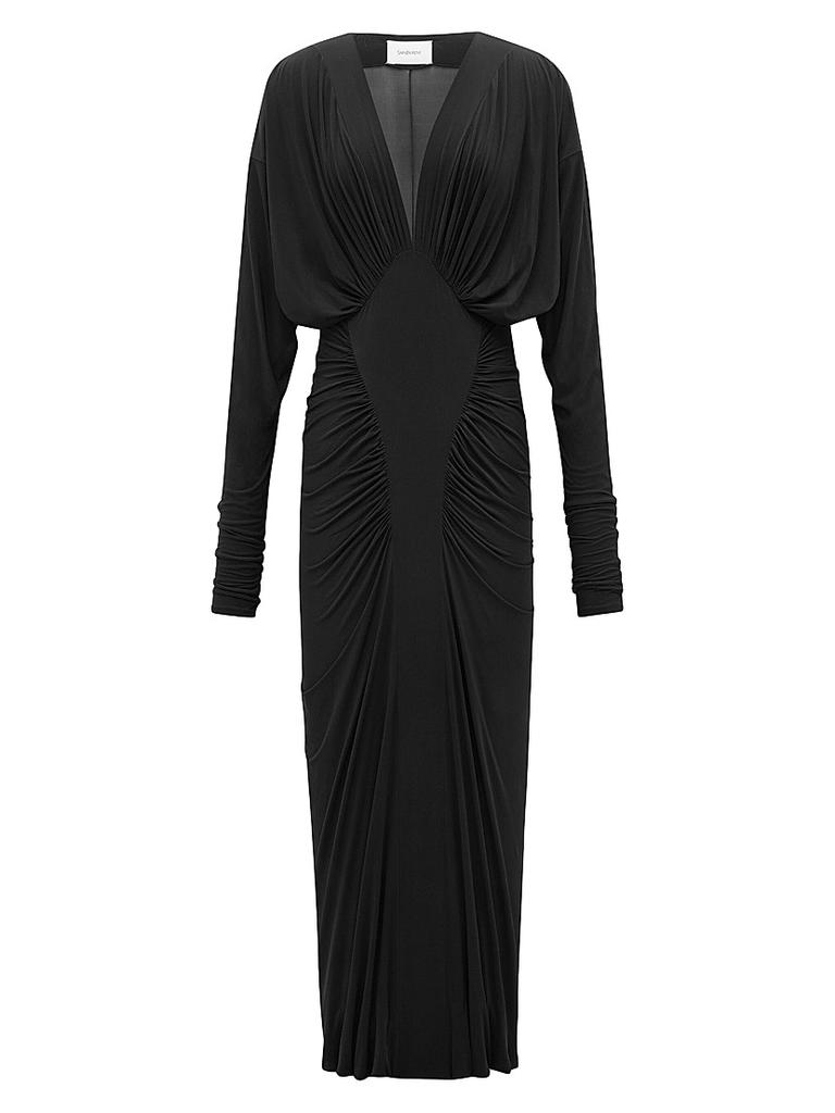 Shop Saint Laurent Cut-Out Strapless Midi Dress on Sale at