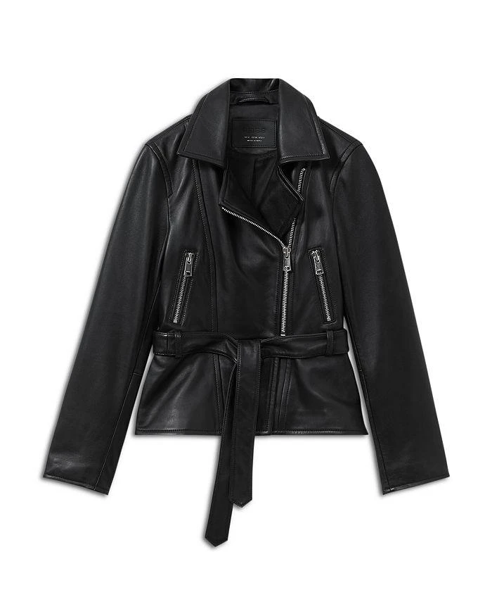 REISS Febe Belted Leather Moto Jacket 5