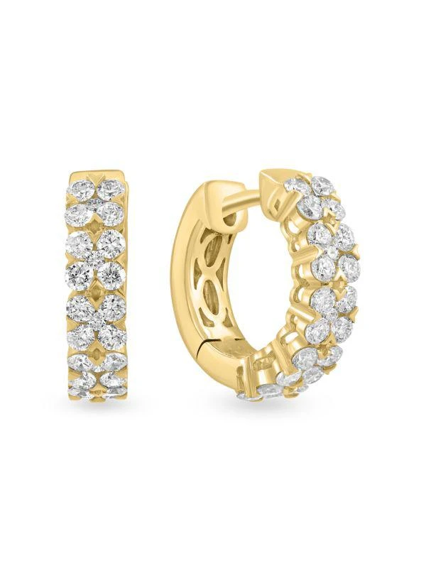 Effy 14K Yellow Gold
1.08 TCW Diamond Huggie Earrings 1