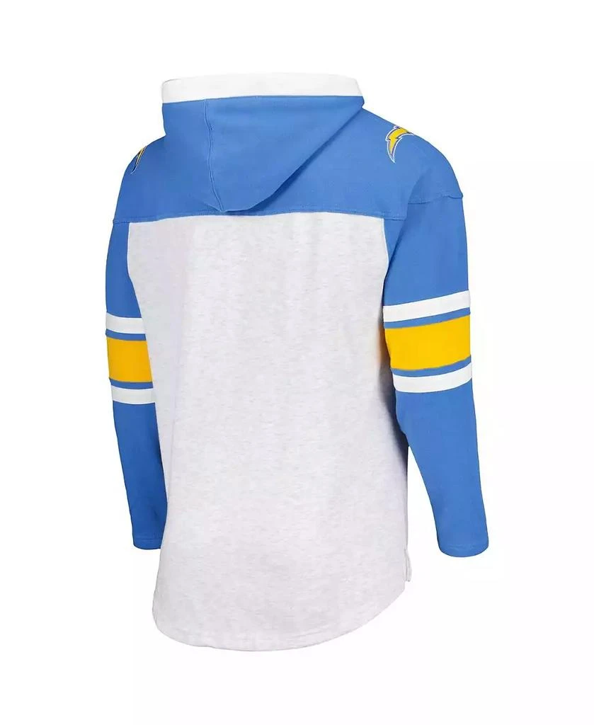 47 Brand Men's Los Angeles Chargers Heather Gray Gridiron Lace-Up Pullover Hoodie 3