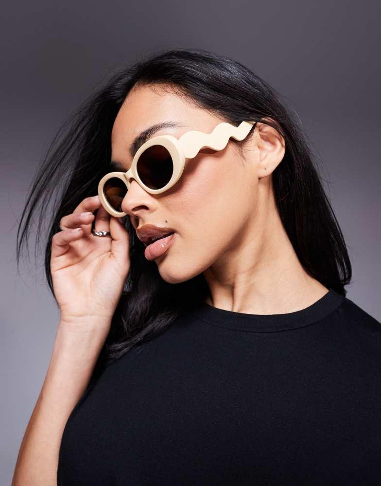 River Island River Island oval sunglasses in cream