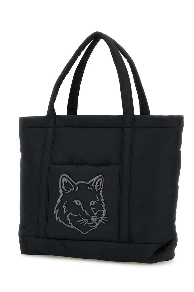 Maison Kitsune Black Nylon Medium Shopping Bag