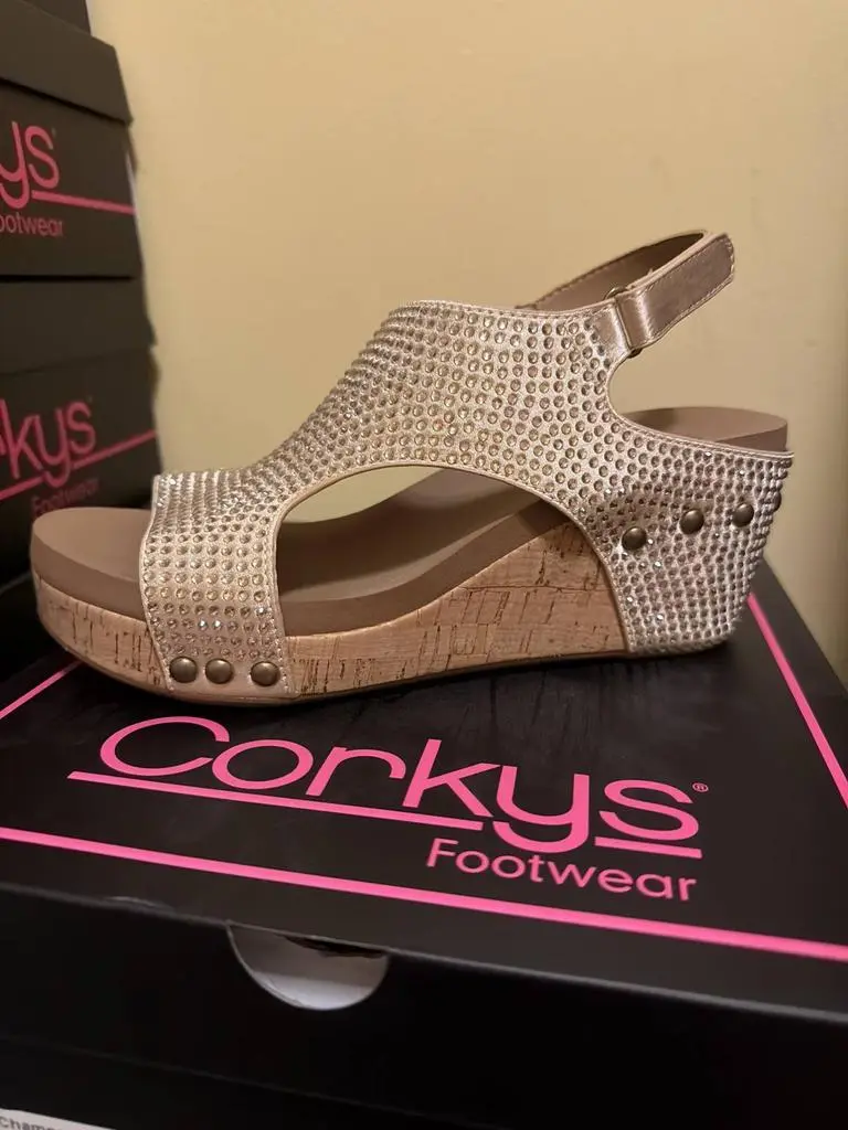 Corkys Footwear Corkys Footwear - Women's Carley Champagne Crystals Wedge