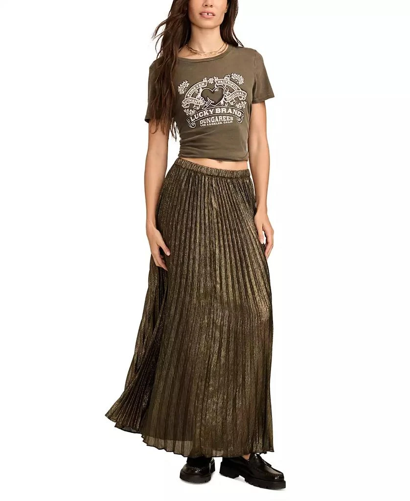 Lucky Brand Women's Metallic Pleated Maxi Skirt 1