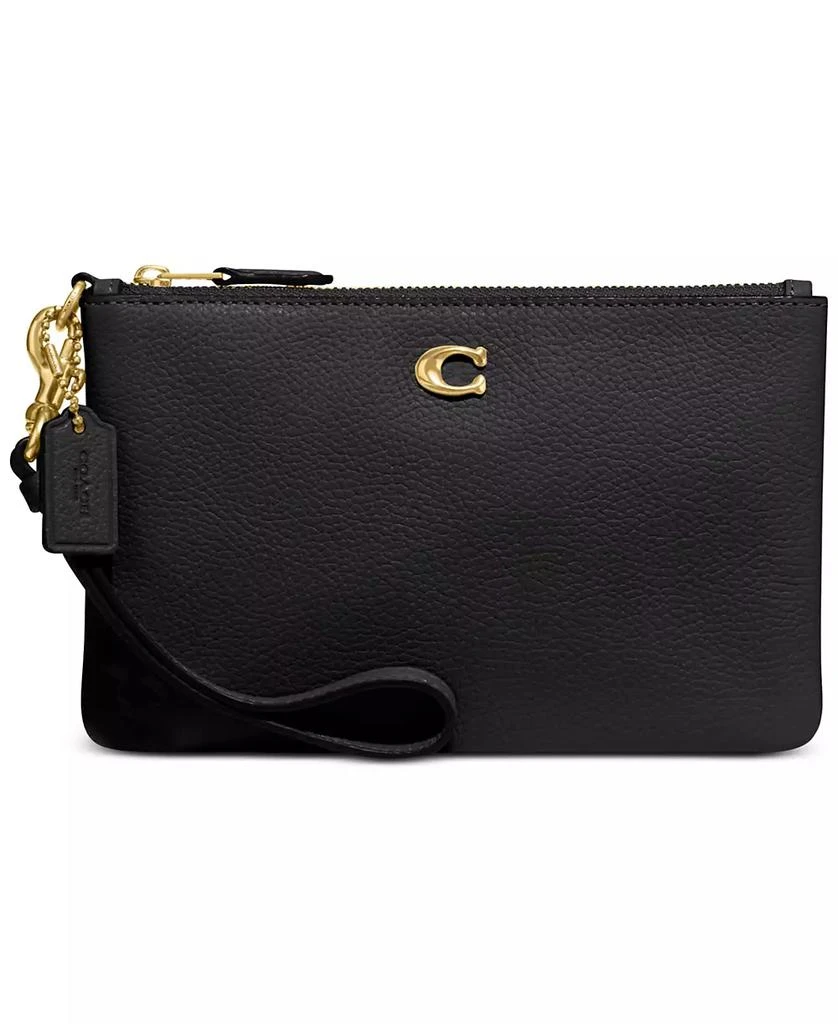 Coach Polished Pebble Leather Small Zip-Top Wristlet 1