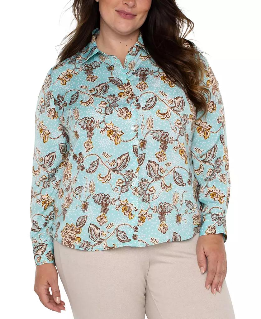 Liverpool Liverpool Plus Size Floral-Print Woven Button Blouse