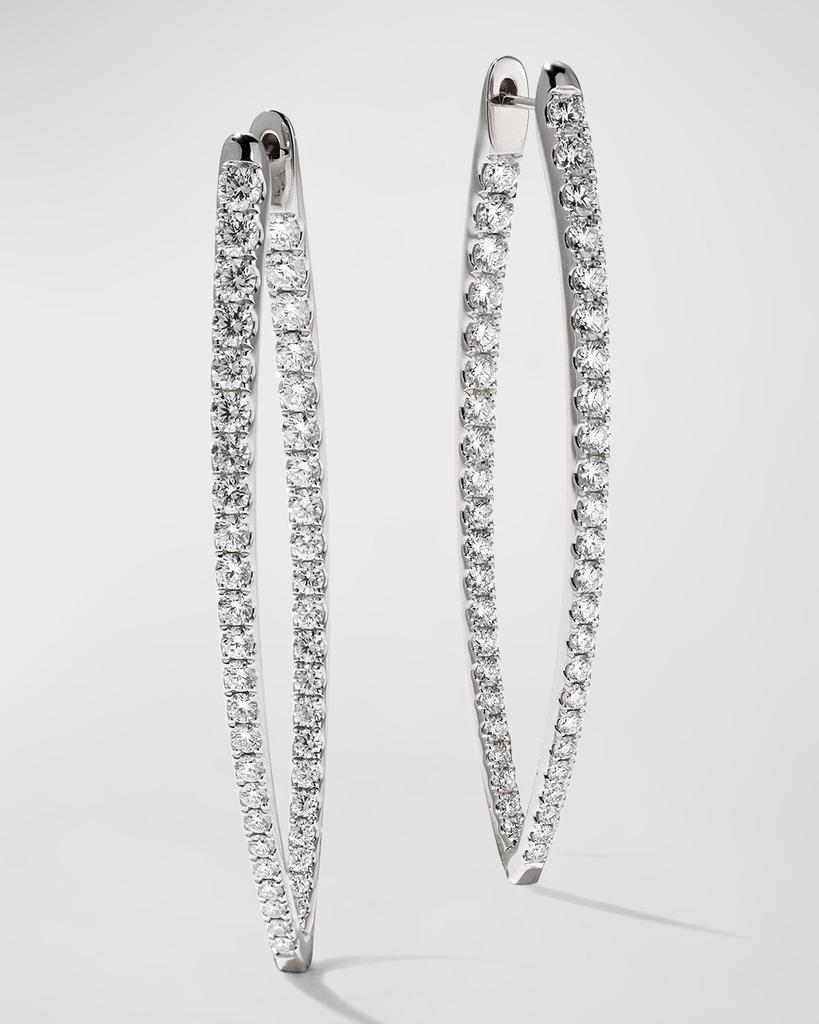 Memoire 18k White Gold Diamond V-Shape Hoop Earrings, 3.46tcw