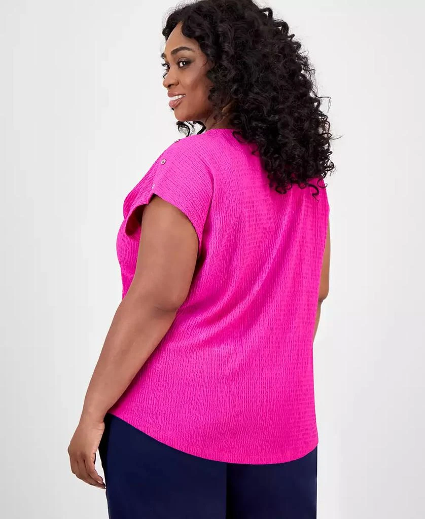 JONES NEW YORK Plus Size Crinkled Button-Trim Top 4