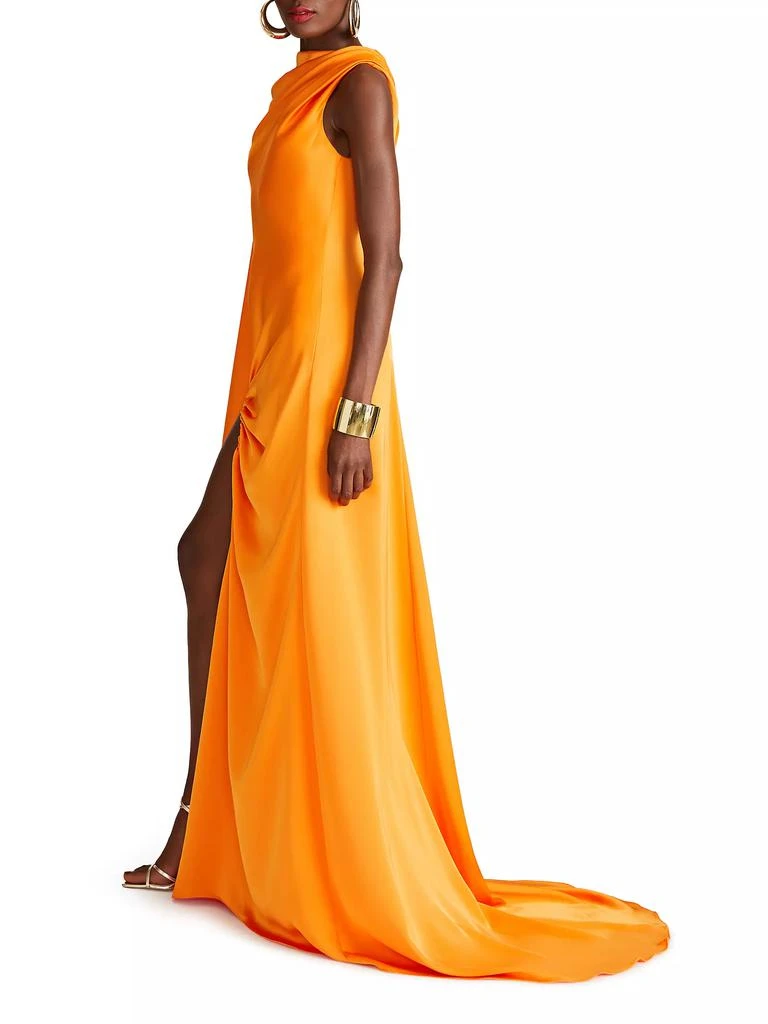 Halston Keiana One-Shoulder Satin Gown 4