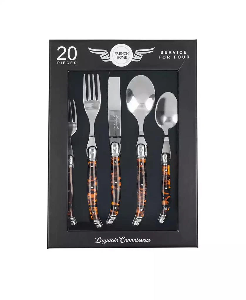 French Home Laguiole Connoisseur 20-Piece 18/10 Flatware Set with Tortoise Handles 5