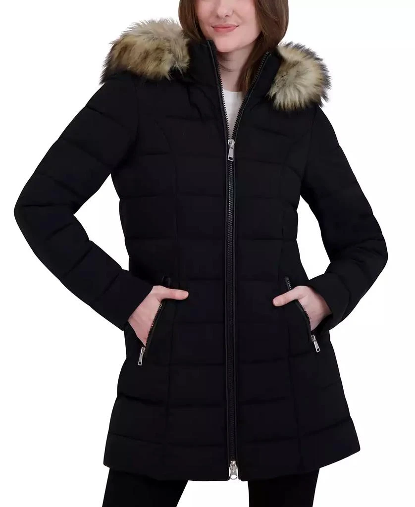 Laundry by Shelli Segal Women's Faux-Fur-Trim Hooded Puffer Coat 6