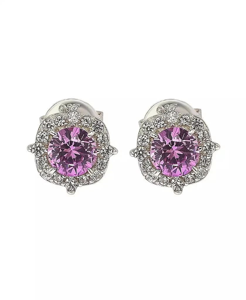 Suzy Levian New York Sterling Silver Sapphire Eccentric Halo Stud Earrings