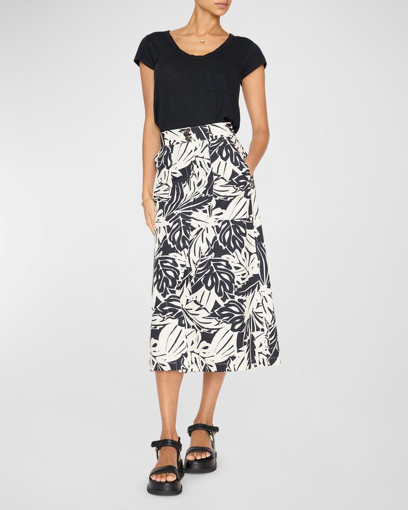 Brochu Walker Mica Botanical-Print A-Line Midi Skirt