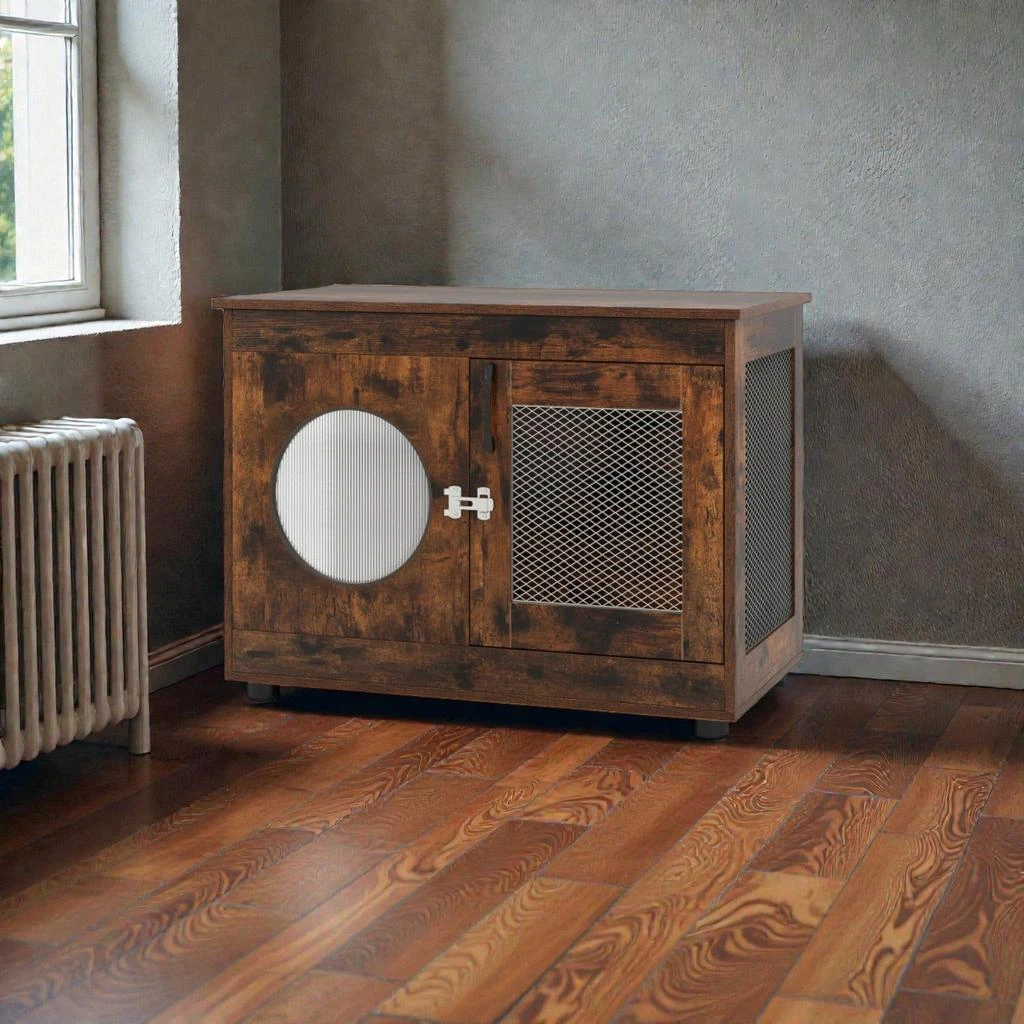 Hivvago Modern Dog Crate Furniture for Small to Medium Pets with Clear Panel and Secure Door