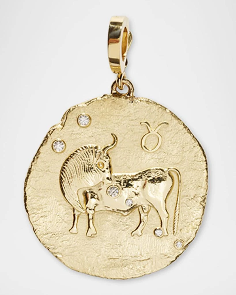 Azlee 18K Yellow Gold Of The Stars Coin Pendant, Taurus 1